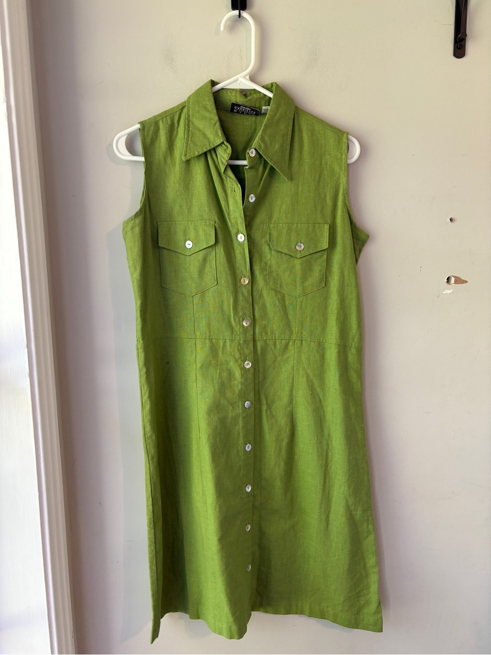 Maria Gabrielle Apple Green Button Down Mini Dress Small